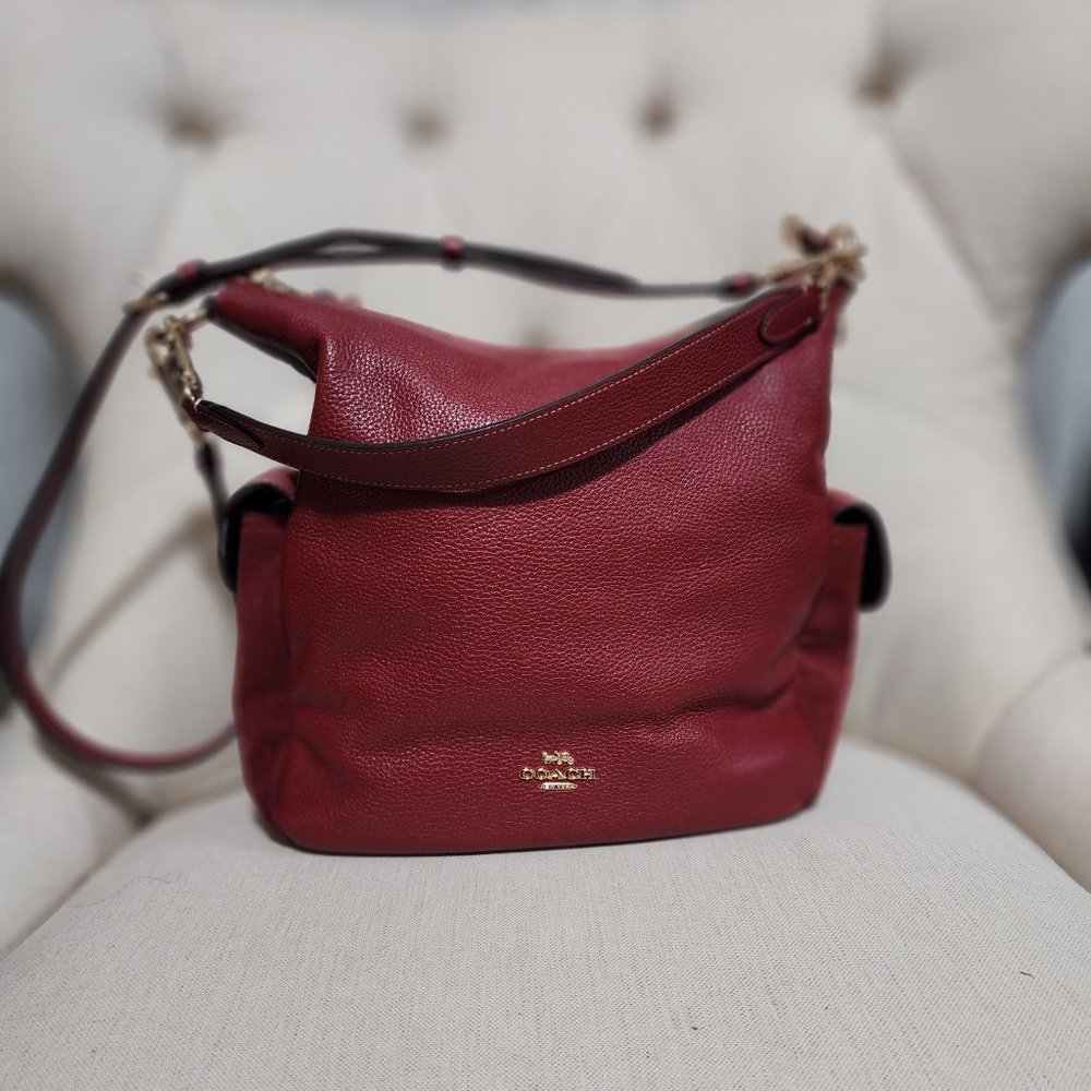 Rare Authentic Coach C1522 Cherry Pebble Leather Suede Bag